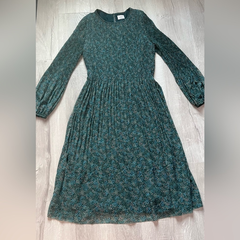 Wilfred Women’s Long Sleeve Pleated Dress Midi Size Large